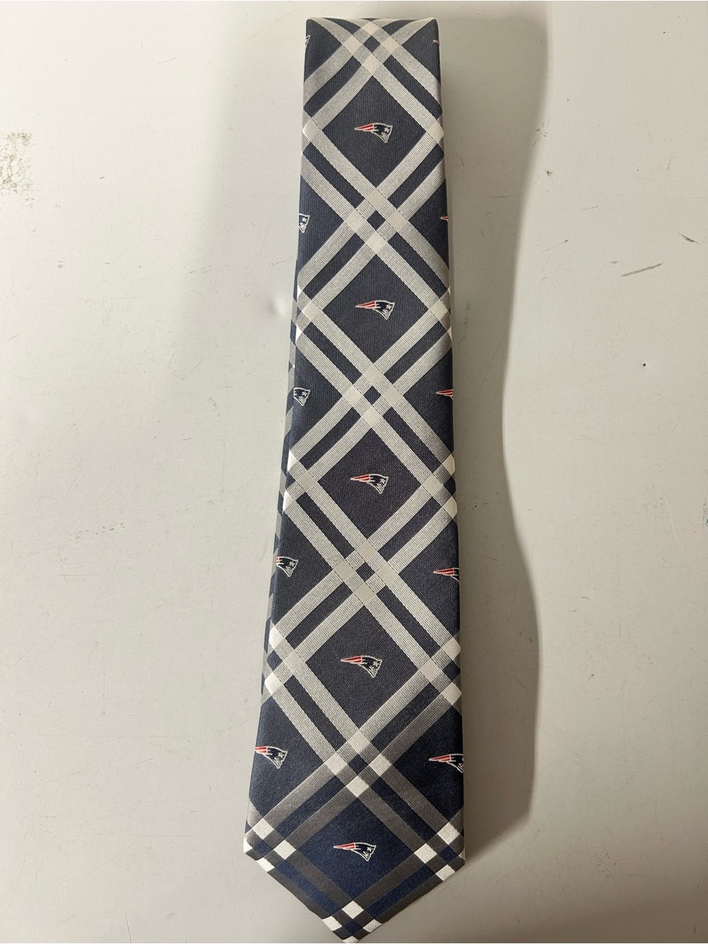 NFL New England Patriots Plaid Tie - Navy, White, Red
